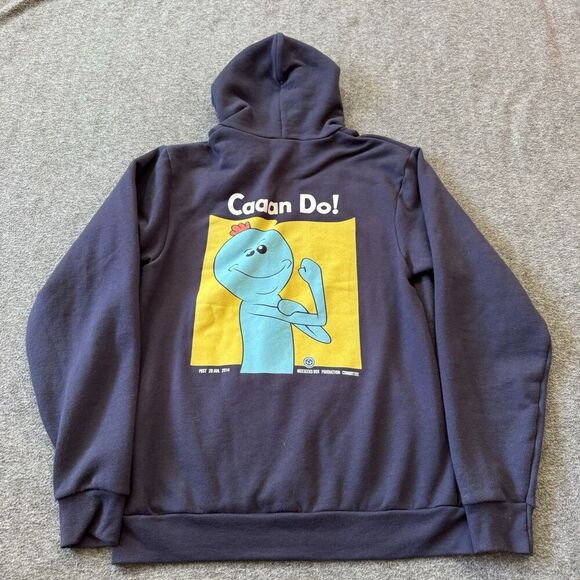 American Apparel F497 Rick & Morty Mr. Meeseeks Unisex Fleece Zip Hoodie Navy M - Picture 1 of 8
